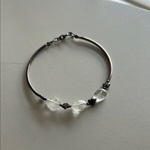 Silver Bracelet with Clear Beads